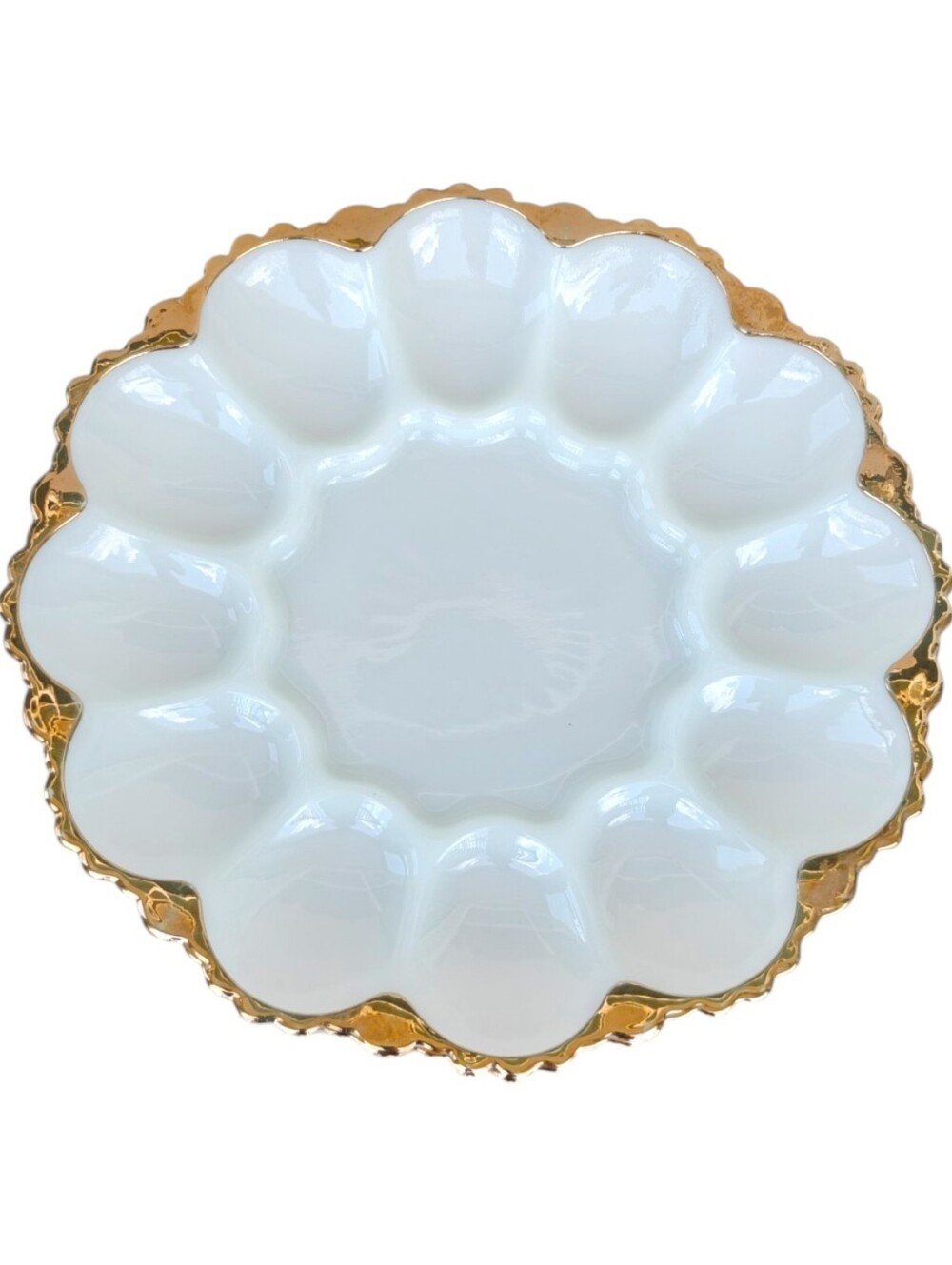 Vintage Fire-King Opaline Milk Glass Deviled Egg Plate